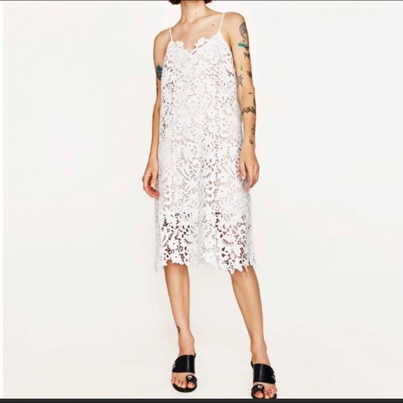 Zara Dresses & Skirts - NWT Zara Floral Crochet White Lace Midi Dress